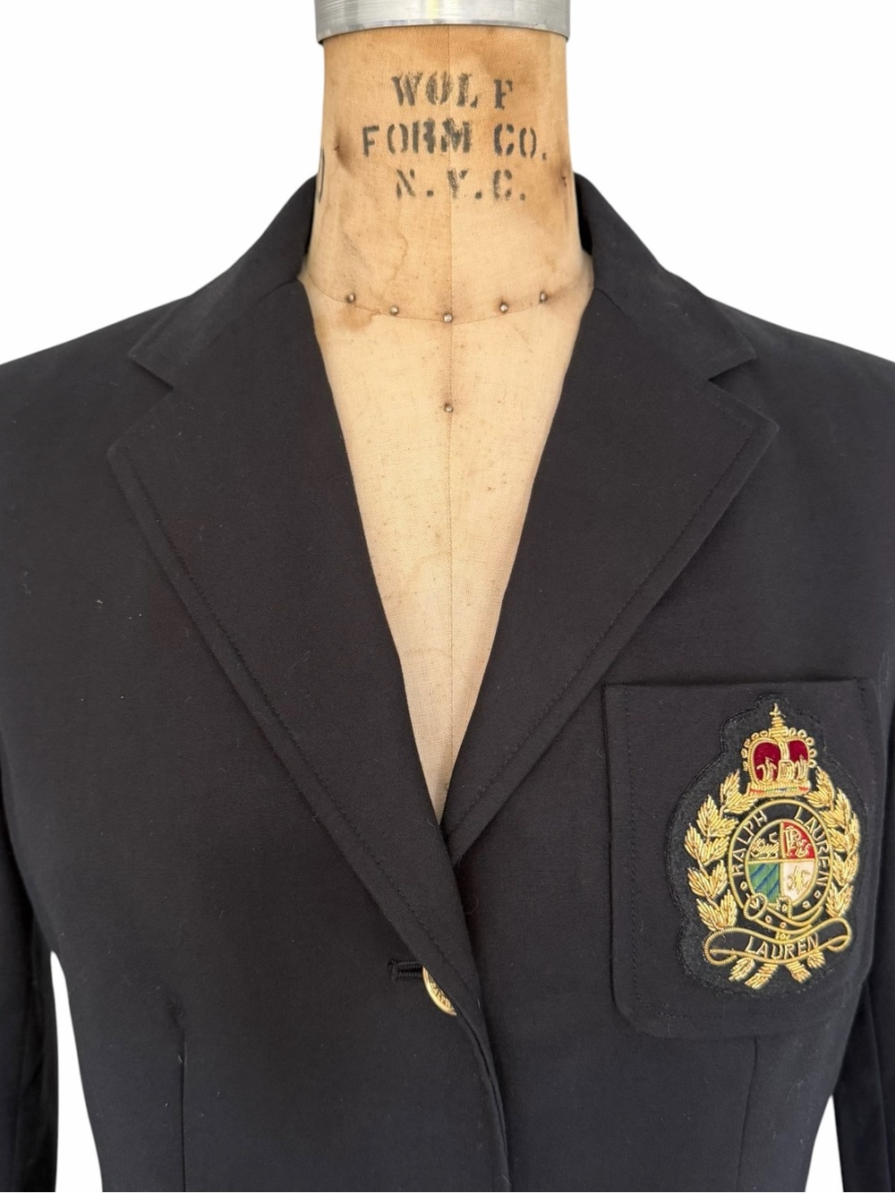 Lauren Ralph Lauren Black Crest Blazer Gold Buttons Size 2 - Picture 2 of 11